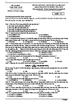 Đề thi thử THPT Quốc gia lần 1 năm 2017 môn Hóa học - Mã đề 135 - Sở GD & ĐT Vĩnh Phúc (Có đáp án)